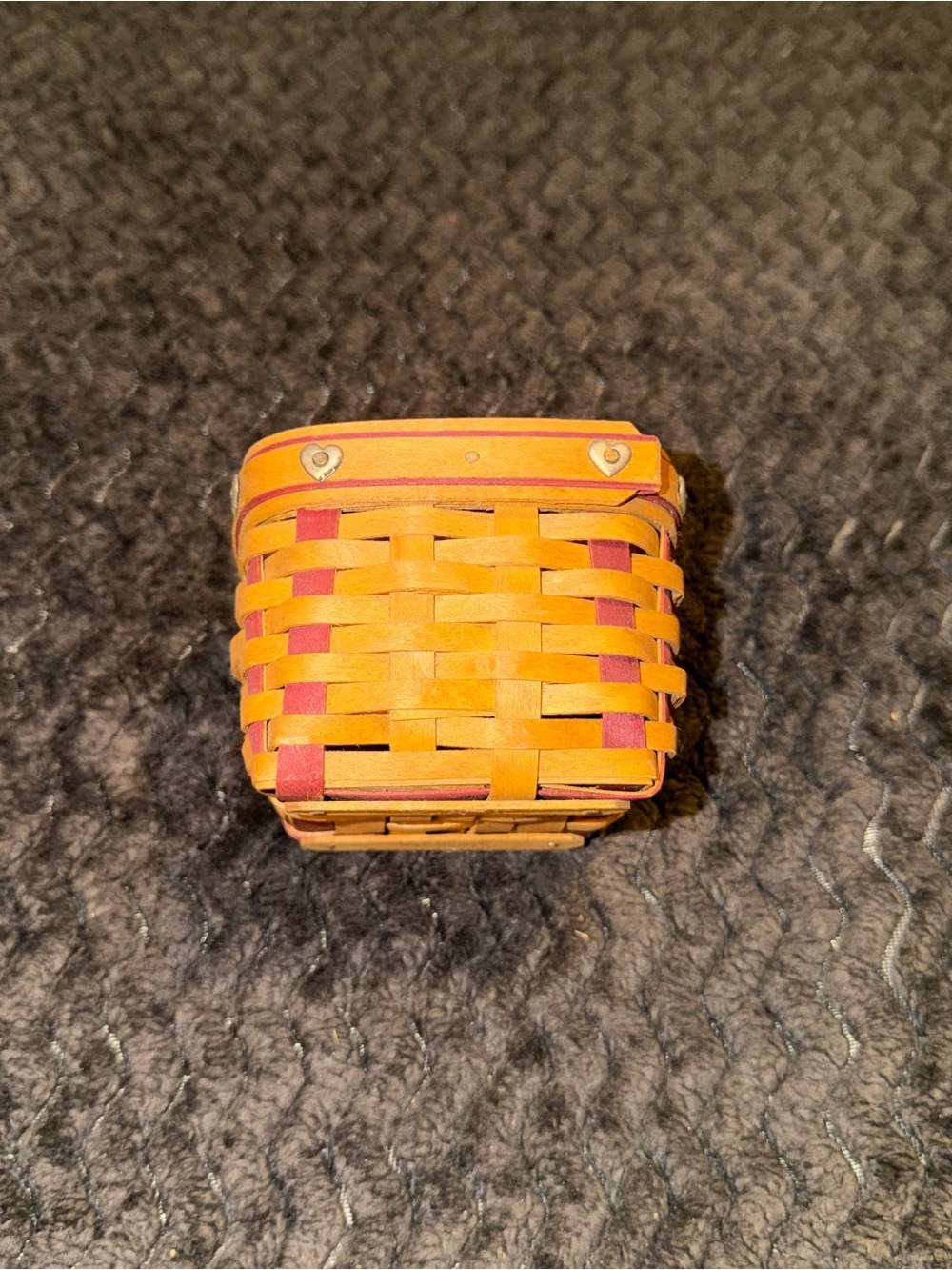 Longaberger Mini Basket in Honey Yellow with Pink Accents